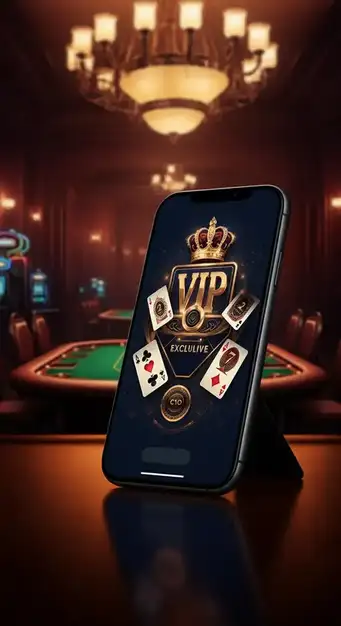 Vue d'ensemble du programme VIP de Win Vegas Plus Casino, illustrant les sept niveaux de fidélité avec des symboles de richesse et d'exclusivité.